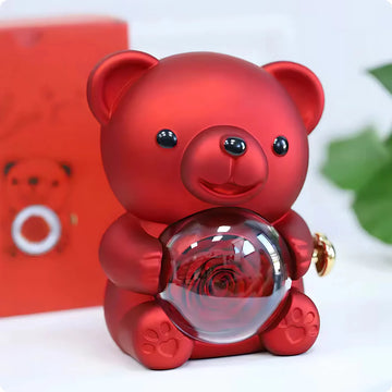 Rotating Bear with Two Hearts Necklace