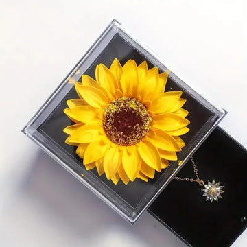 Sunflower necklace plated in 18K gold.